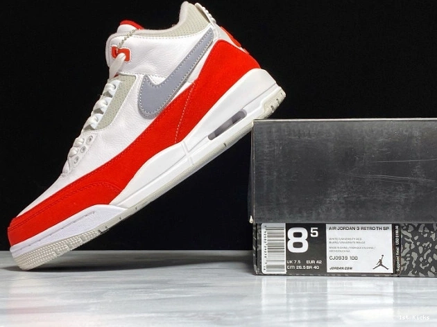 1st Kicks Shoes White Jordan Red Tinker University CJ0939-100 Retro 3 Air 0717